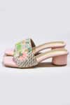 Soleart_Pink Embroidery Spring Lotus Sliders_Online_at_Aza_Fashions