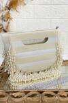 Buy_Kainiche by Mehak_White Pearl Embedded Rectangle Shaped Bag _at_Aza_Fashions