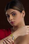 Buy_Vasundhara_Gold Plated Crystals, Diamonds Geometric Kundan And Cubic Zirconia Bracelet _at_Aza_Fashions