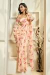 Buy_Aariyana Couture_Multi Color Viscose Georgette Printed Floral Pre-stitched Saree With Blouse 