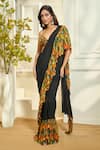 Buy_Aariyana Couture_Multi Color Viscose Georgette Ruffle Pre-stitched Saree With Blouse _Online_at_Aza_Fashions