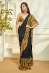 Shop_Aariyana Couture_Multi Color Viscose Georgette Ruffle Pre-stitched Saree With Blouse _Online_at_Aza_Fashions
