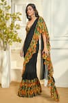 Shop_Aariyana Couture_Multi Color Viscose Georgette Ruffle Pre-stitched Saree With Blouse 