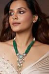 Buy_Joules By Radhika_Green Polki, Kundan, Bead, Onyx Layered Long Pendant Necklace_at_Aza_Fashions