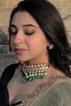 Buy_Heer-House Of Jewellery_Gold Plated Pearl Maharani Stone Necklace Set _at_Aza_Fashions