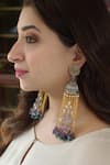 Buy_Heer-House Of Jewellery_Gold Plated Stones And Beads Indradhanush Long Jhumkis_at_Aza_Fashions