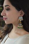 Buy_Heer-House Of Jewellery_Gold Plated Pearls And Stones Dhoop Bead Drop Jhumkis_at_Aza_Fashions