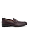 Shop_Hats Off Accessories_Maroon Leather Slip-on Shoes  _Online_at_Aza_Fashions