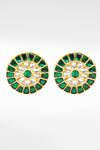 Sangeeta Boochra_Gold Plated Stones Studded Earrings _Online_at_Aza_Fashions