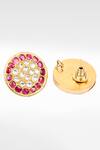 Shop_Sangeeta Boochra_Gold Plated Stones, Pearls Ruby Studded Earrings _at_Aza_Fashions