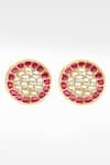Sangeeta Boochra_Gold Plated Stones, Pearls Ruby Studded Earrings _Online_at_Aza_Fashions