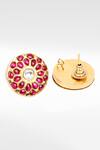 Shop_Sangeeta Boochra_Gold Plated Stones Floral Ruby Studded Earrings _at_Aza_Fashions