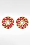 Sangeeta Boochra_Gold Plated Stones Floral Ruby Studded Earrings _Online_at_Aza_Fashions