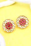 Buy_Sangeeta Boochra_Gold Plated Stones Round Floral Kundan Work Stud Earrings _at_Aza_Fashions