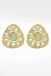 Sangeeta Boochra_Gold Plated Stones, Diamonds Floral Kundan Work Stud Earrings _Online_at_Aza_Fashions