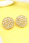 Buy_Sangeeta Boochra_Gold Plated Diamonds, Stones Round Kundan Work Stud Earrings _at_Aza_Fashions
