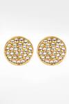 Shop_Sangeeta Boochra_Gold Plated Diamonds, Stones Round Kundan Work Stud Earrings _at_Aza_Fashions