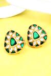 Buy_Sangeeta Boochra_Gold Plated Stones Silver Kundan Work Stud Earrings _at_Aza_Fashions