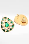 Shop_Sangeeta Boochra_Gold Plated Stones Silver Kundan Work Stud Earrings _at_Aza_Fashions
