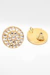 Shop_Sangeeta Boochra_Gold Plated Stones Silver Round Stud Earrings _at_Aza_Fashions