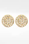 Sangeeta Boochra_Gold Plated Stones Silver Round Stud Earrings _Online_at_Aza_Fashions