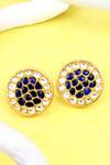 Buy_Sangeeta Boochra_Gold Plated Stones, Diamonds Silver Work Stud Earrings _at_Aza_Fashions