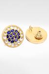 Shop_Sangeeta Boochra_Gold Plated Stones, Diamonds Silver Work Stud Earrings _at_Aza_Fashions