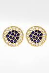 Sangeeta Boochra_Gold Plated Stones, Diamonds Silver Work Stud Earrings _Online_at_Aza_Fashions