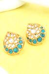 Buy_Sangeeta Boochra_Gold Plated Stones, Zari Drop Work Stud Earrings _at_Aza_Fashions