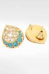 Shop_Sangeeta Boochra_Gold Plated Stones, Zari Drop Work Stud Earrings _at_Aza_Fashions