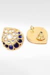 Shop_Sangeeta Boochra_Gold Plated Stones, Diamonds Silver Drop Kundan Work Stud Earrings _at_Aza_Fashions