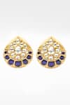 Sangeeta Boochra_Gold Plated Stones, Diamonds Silver Drop Kundan Work Stud Earrings _Online_at_Aza_Fashions