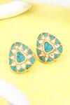 Buy_Sangeeta Boochra_Gold Plated Stones Triangular Studded Earrings _at_Aza_Fashions