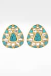 Sangeeta Boochra_Gold Plated Stones Triangular Studded Earrings _Online_at_Aza_Fashions