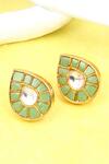 Buy_Sangeeta Boochra_Gold Plated Stones, Diamonds Silver Drop Studded Earrings _at_Aza_Fashions