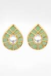 Sangeeta Boochra_Gold Plated Stones, Diamonds Silver Drop Studded Earrings _Online_at_Aza_Fashions