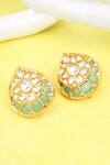 Buy_Sangeeta Boochra_Gold Plated Stones, Diamonds Silver Drop Work Stud Earrings _at_Aza_Fashions