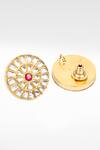 Shop_Sangeeta Boochra_Gold Plated Stones, Zari Silver Floral Kundan Work Stud Earrings _at_Aza_Fashions