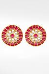 Sangeeta Boochra_Gold Plated Rhinestones, Stones Round Kundan Embellished Earrings _Online_at_Aza_Fashions