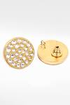 Shop_Sangeeta Boochra_Gold Plated Rhinestones Round Kundan Encrusted Stud Earrings _at_Aza_Fashions