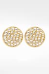 Sangeeta Boochra_Gold Plated Rhinestones Round Kundan Encrusted Stud Earrings _Online_at_Aza_Fashions
