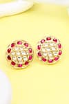 Buy_Sangeeta Boochra_Gold Plated Rhinestones, Stones Kundan Studded Round Earrings _at_Aza_Fashions
