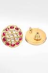 Shop_Sangeeta Boochra_Gold Plated Rhinestones, Stones Kundan Studded Round Earrings _at_Aza_Fashions