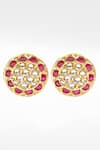Sangeeta Boochra_Gold Plated Rhinestones, Stones Kundan Studded Round Earrings _Online_at_Aza_Fashions