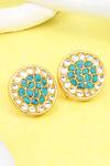 Buy_Sangeeta Boochra_Gold Plated Diamonds, Stones Handcrafted Kundan And Turquoise Earrings _at_Aza_Fashions