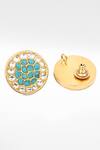Shop_Sangeeta Boochra_Gold Plated Diamonds, Stones Handcrafted Kundan And Turquoise Earrings _at_Aza_Fashions