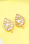 Buy_Sangeeta Boochra_Gold Plated Stones, Zari Drop Shaped Kundan Earrings _at_Aza_Fashions