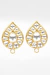 Sangeeta Boochra_Gold Plated Stones, Zari Drop Shaped Kundan Earrings _Online_at_Aza_Fashions