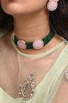 Buy_Mnsh_Pink Lotus Stone Embellished Choker Necklace_at_Aza_Fashions