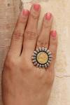 Buy_Noor_Gold Plated Floral Motif Coin Ring_at_Aza_Fashions